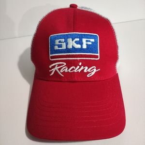 SKF Racing Baseball Cap Hat Red And White Adjustable.
